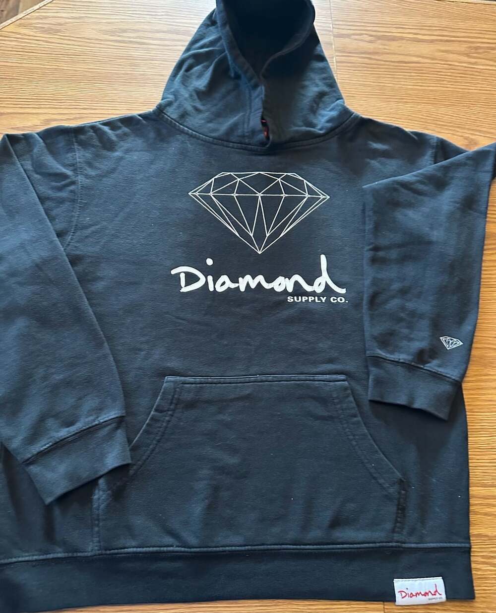 Diamond Supply Co. Classic Logo Graphic Pullover Hoodie Black Size Large (Youth)